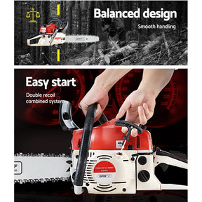 Giantz Chainsaw Petrol 45CC 18" Bar Commercial E - Start Pruning Chain Saw - SportZone.co.nz