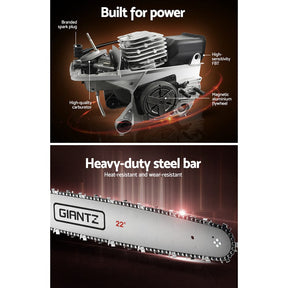Giantz Chainsaw Petrol 58CC 22" Bar Commercial E - Start Pruning Chain Saw - SportZone.co.nz