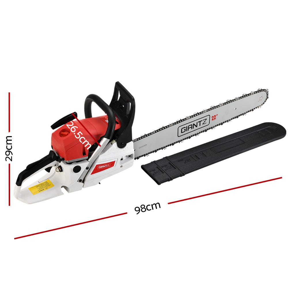 Giantz Chainsaw Petrol 62CC 22" Bar Commercial E - Start Pruning Chain Saw - SportZone.co.nz