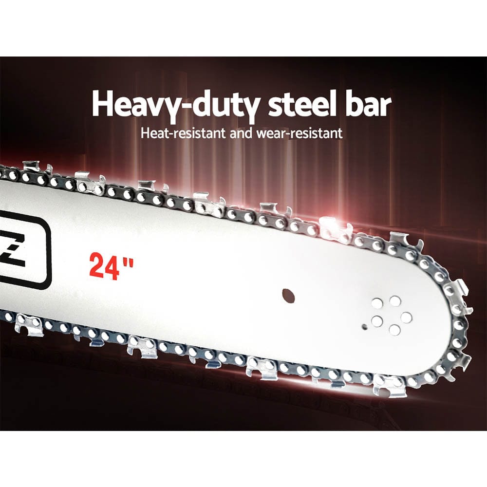 Giantz Chainsaw Petrol 72CC 24" Bar Commercial E - Start Pruning Chain Saw - SportZone.co.nz