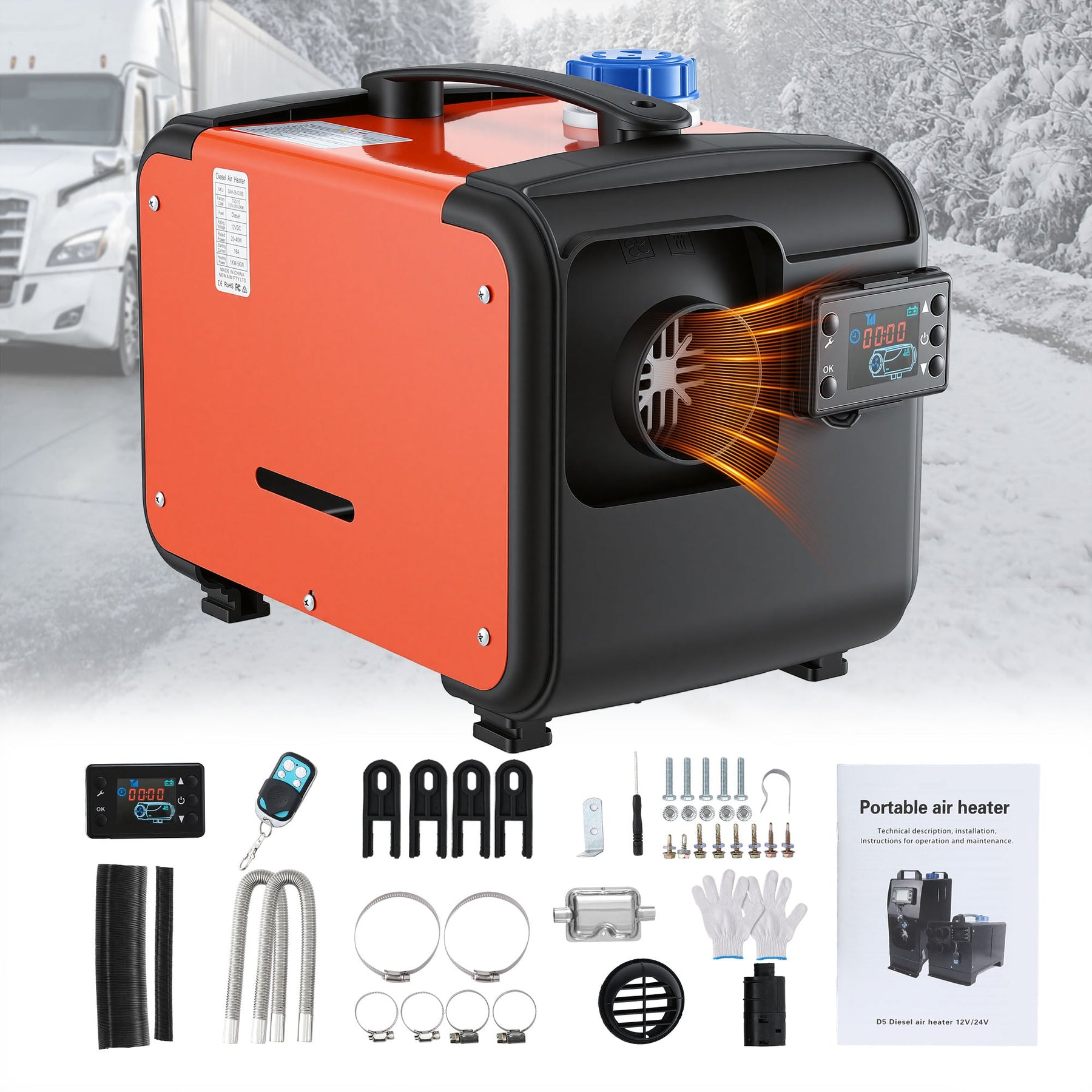 Giantz Diesel Air Heater All - in - one 12/24V 5KW LCD Remote Control for Car RV Indoors machinery - SportZone.co.nz