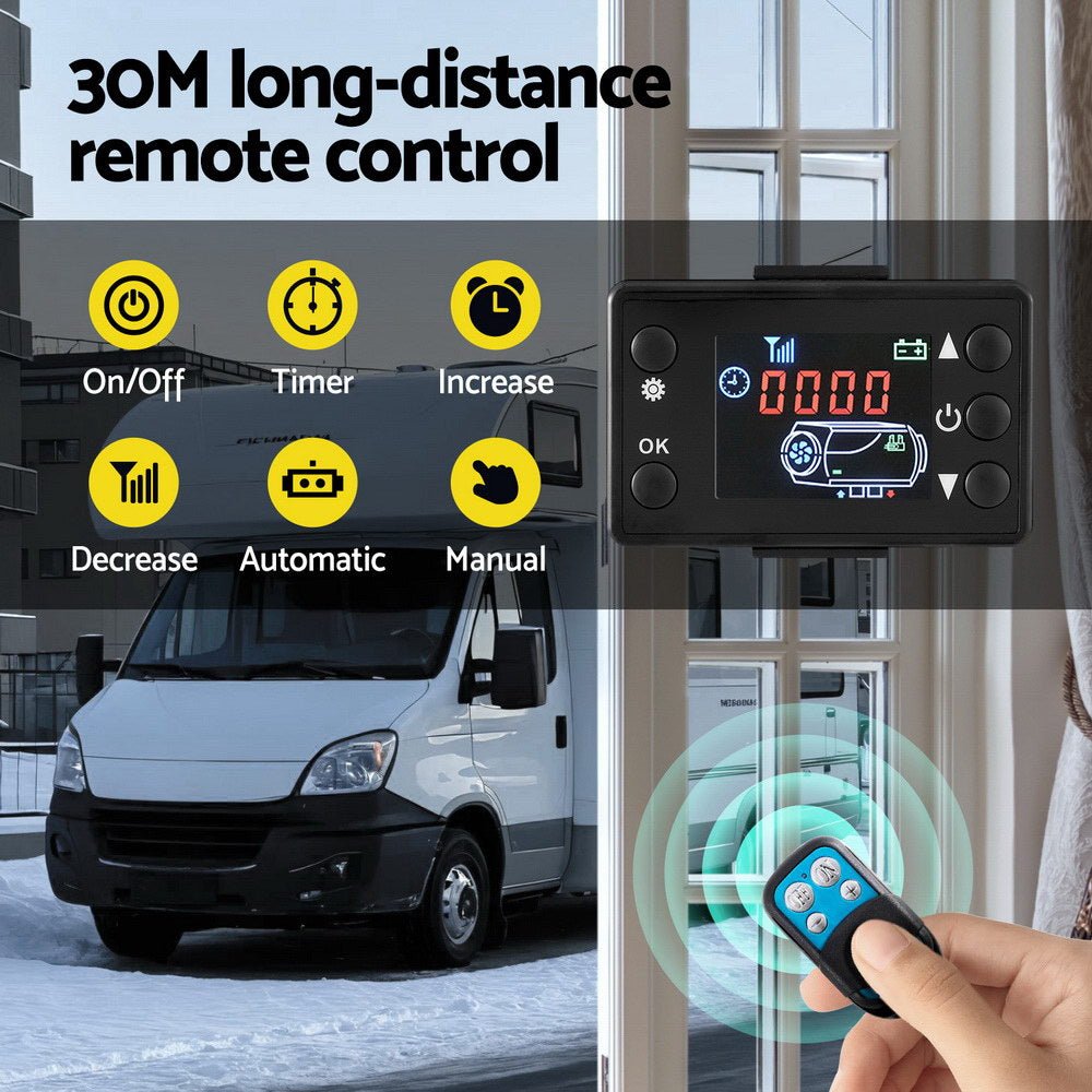 Giantz Diesel Air Heater All-in-one 12V 5KW LCD Remote Control for Car RV Indoors 2025 caravan machinery - SportZone.co.nz