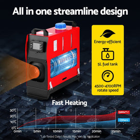 Giantz Diesel Air Heater All-in-one 12V 5KW LCD Remote Control for Car RV Indoors 2025 caravan machinery - SportZone.co.nz