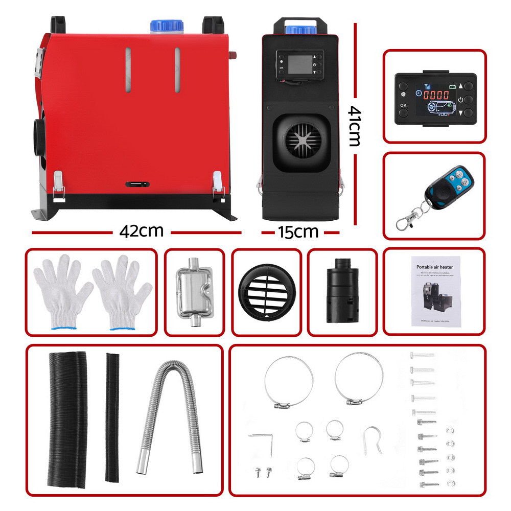 Giantz Diesel Air Heater All-in-one 12V 5KW LCD Remote Control for Car RV Indoors 2025 caravan machinery - SportZone.co.nz