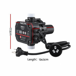 GIANTZ Digital Water Pump Controller 16A 1.5kW Max High Power Pressure Switch Adjustable 10Bar IP65 - SportZone.co.nz