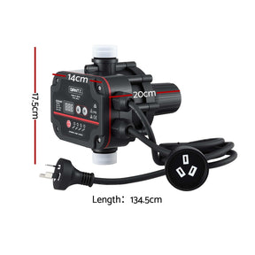 GIANTZ Digital Water Pump Controller 16A 1.5kW Max High Power Pressure Switch Adjustable 10Bar IP65 - SportZone.co.nz