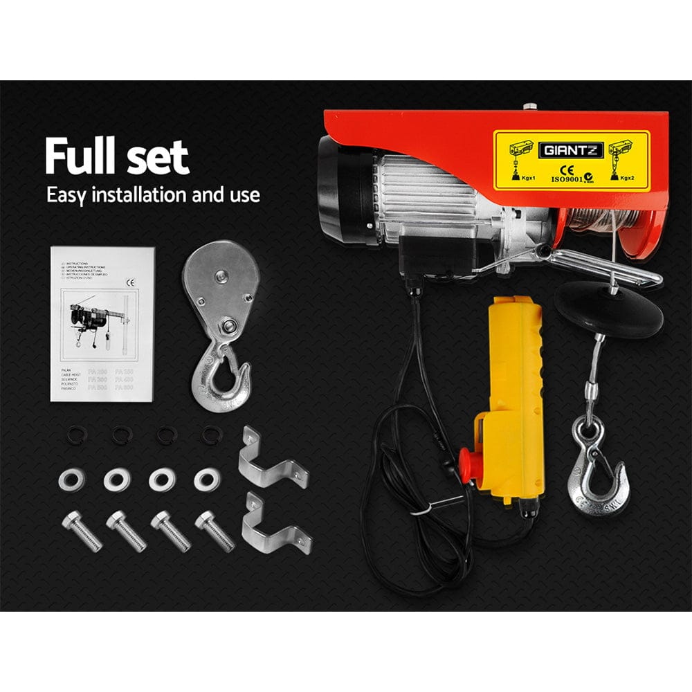 Giantz Electric Hoist Winch 125/250KG Cable 18M Rope Tool Remote Chain Lifting - SportZone.co.nz