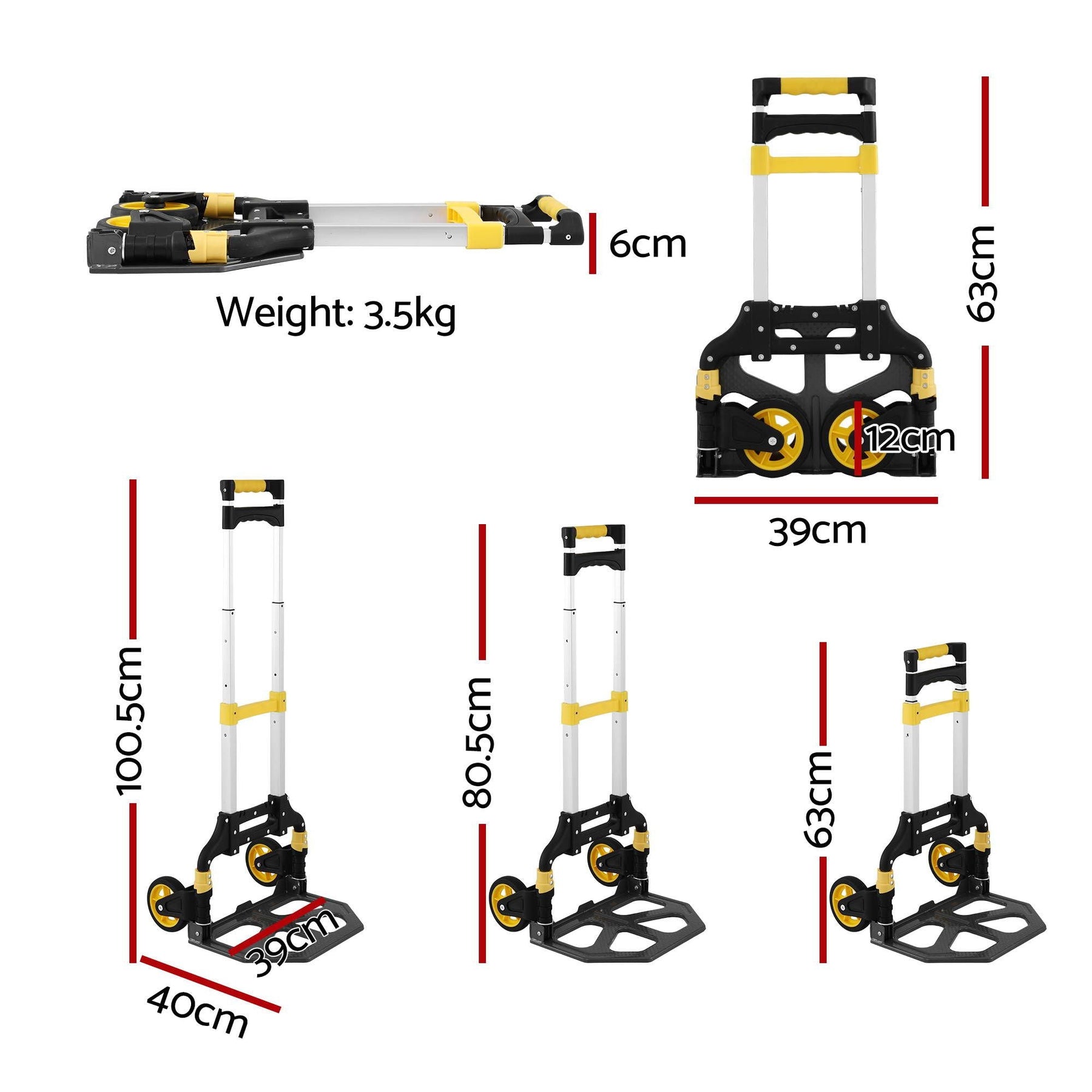 Giantz Folding Trolley Portable Hand Truck Lightweight Travel Luggage Silver - SportZone.co.nz