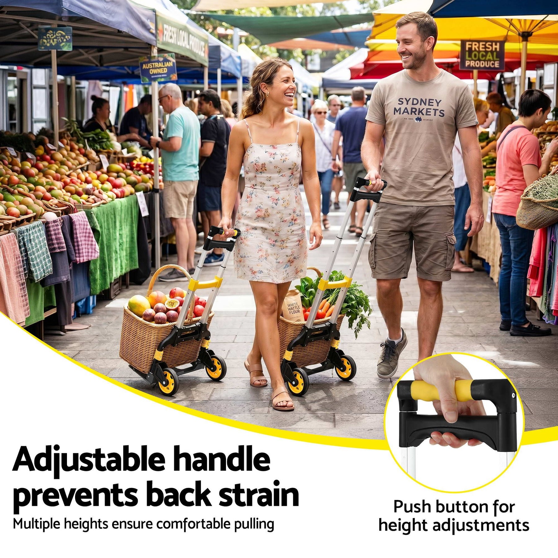 Giantz Folding Trolley Portable Hand Truck Lightweight Travel Luggage Silver - SportZone.co.nz