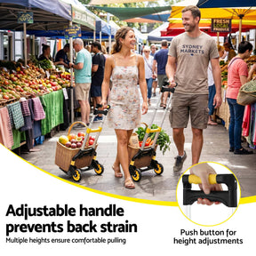 Giantz Folding Trolley Portable Hand Truck Lightweight Travel Luggage Silver - SportZone.co.nz