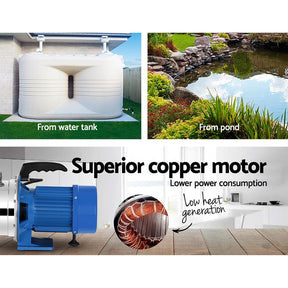 Giantz Garden Water Jet Pump High Pressure 1100W Tank Rain Farm Irrigation House - SportZone.co.nz