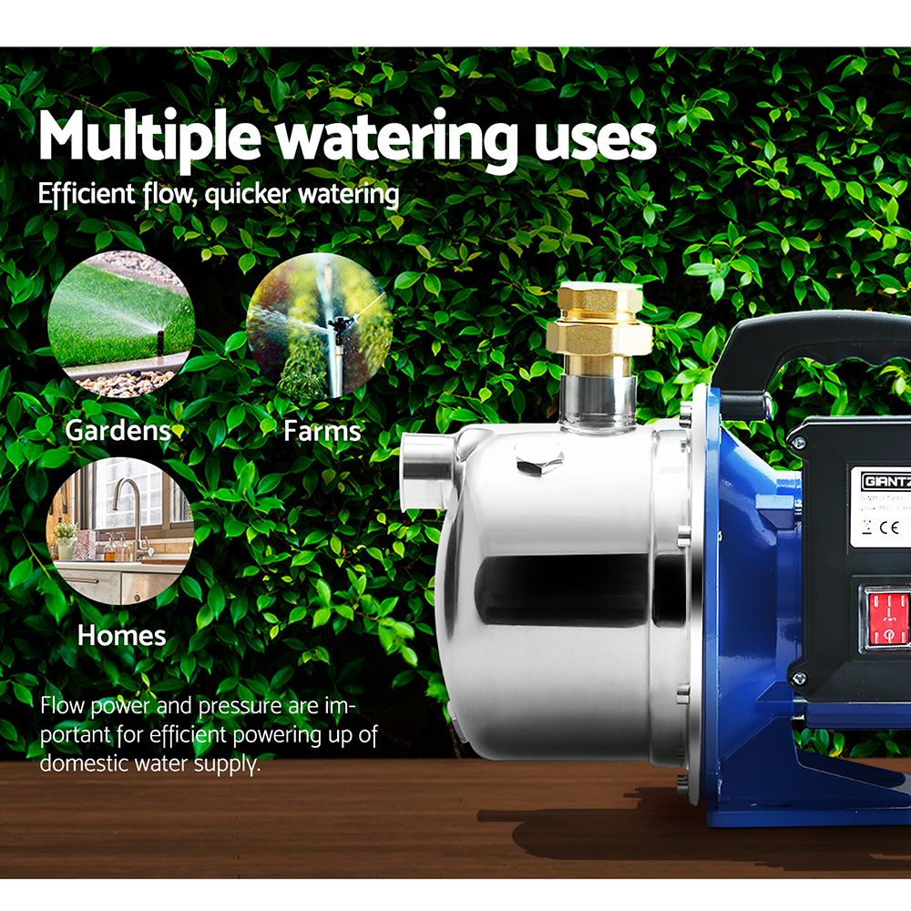 Giantz Garden Water Jet Pump High Pressure 1100W Tank Rain Farm Irrigation House - SportZone.co.nz