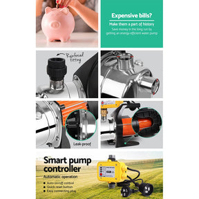 Giantz Garden Water Jet Pump High Pressure 800W Tank Rain Farm Irrigation Yellow - SportZone.co.nz