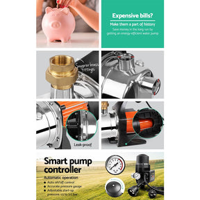 Giantz Garden Water Pump 1500W High Pressure Tank Rain Farm Irrigation Black - SportZone.co.nz