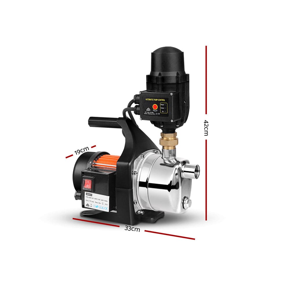 Giantz Garden Water Pump 1500W High Pressure Tank Rain Farm Irrigation Black - SportZone.co.nz