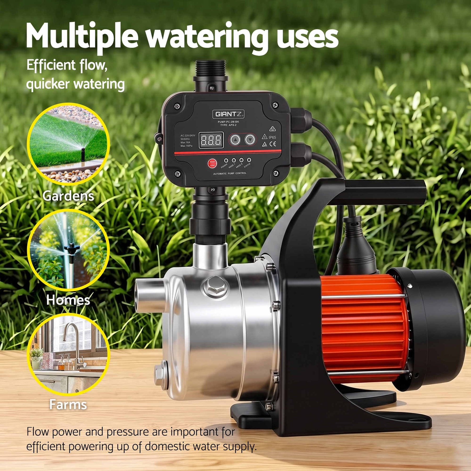 Giantz Garden Water Pump Auto Controller Tank Farm Irrigation House 800W Max. - SportZone.co.nz