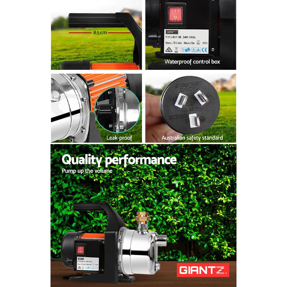 Giantz Garden Water Pump High Pressure 1500W Tank Rain Farm Irrigation House - SportZone.co.nz