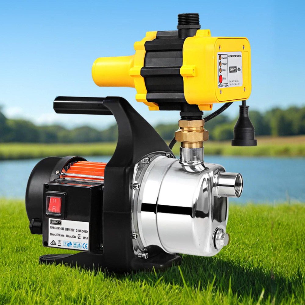Giantz Garden Water Pump High Pressure 1500W Tank Rain Farm Irrigation House Yellow - SportZone.co.nz