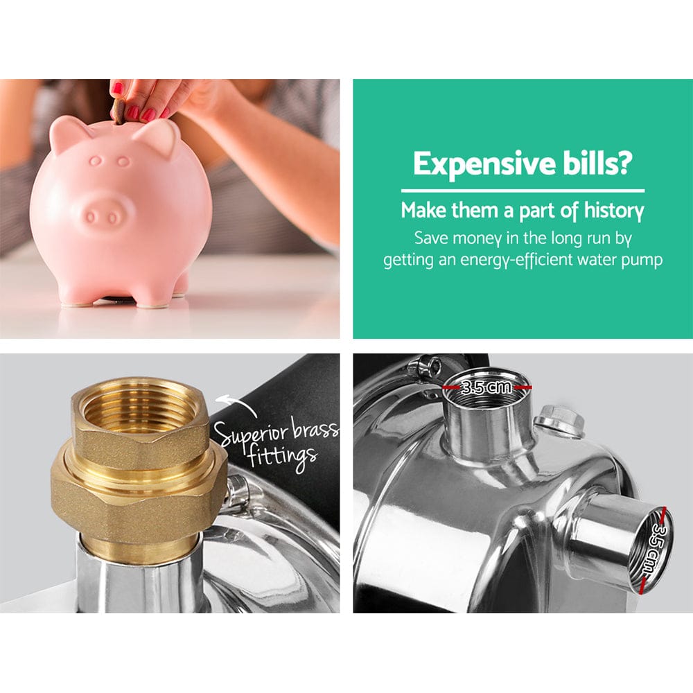 Giantz Garden Water Pump High Pressure 1500W Tank Rain Farm Irrigation House Yellow - SportZone.co.nz