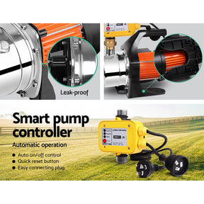 Giantz Garden Water Pump High Pressure 1500W Tank Rain Farm Irrigation House Yellow - SportZone.co.nz