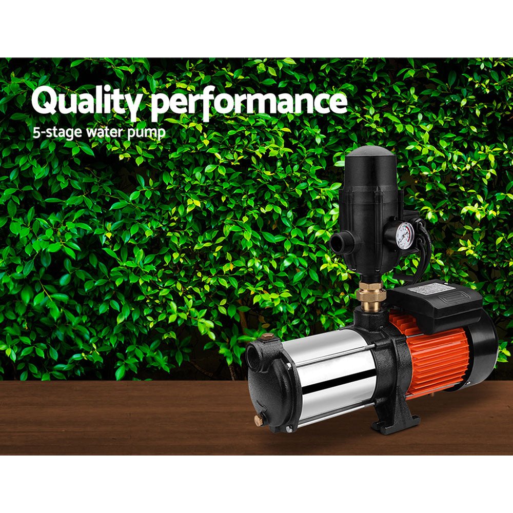 Giantz Garden Water Pump High Pressure 1800W 5-Stage Tank Irrigation Black - SportZone.co.nz