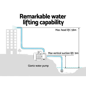 Giantz Garden Water Pump High Pressure 1800W 5-Stage Tank Irrigation Yellow - SportZone.co.nz