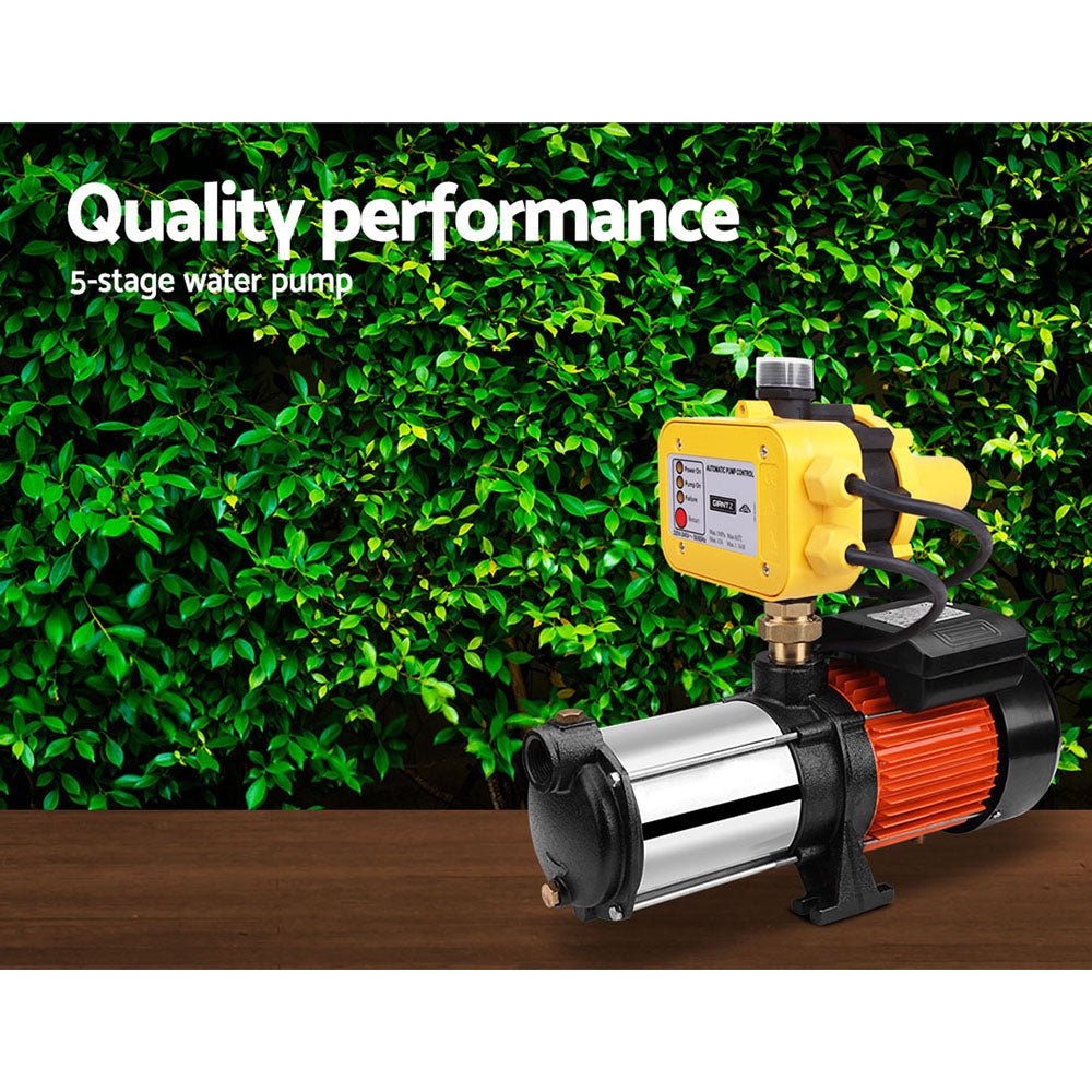 Giantz Garden Water Pump High Pressure 1800W 5-Stage Tank Irrigation Yellow - SportZone.co.nz