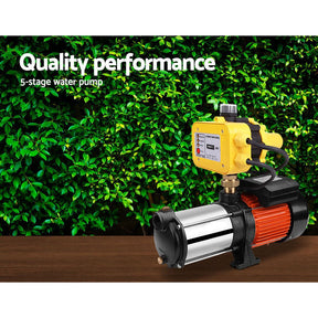 Giantz Garden Water Pump High Pressure 1800W 5-Stage Tank Irrigation Yellow - SportZone.co.nz