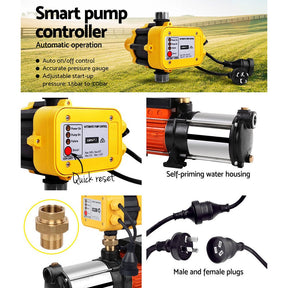 Giantz Garden Water Pump High Pressure 1800W 5-Stage Tank Irrigation Yellow - SportZone.co.nz