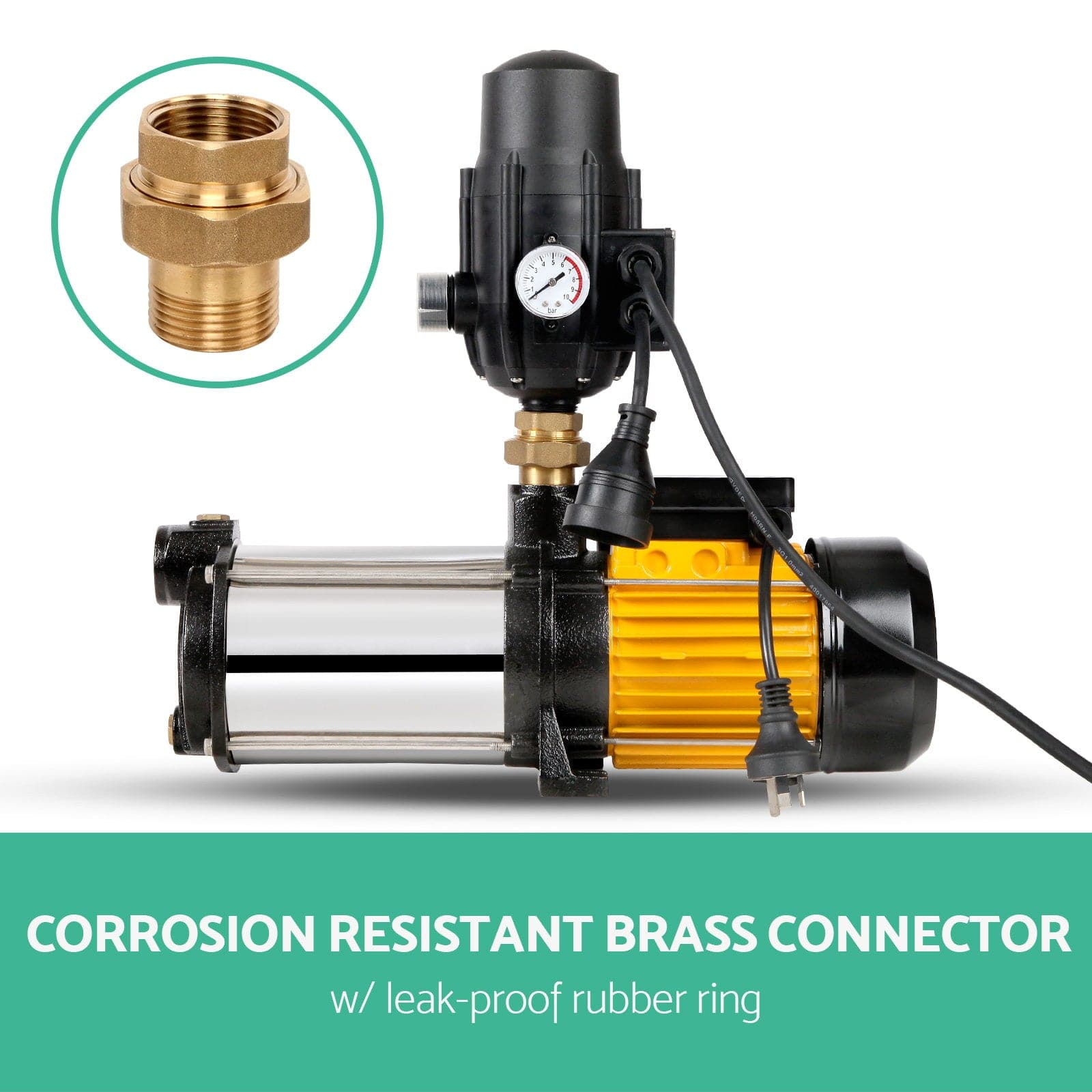 Giantz Garden Water Pump High Pressure 2000W 4 - Stage Tank Irrigation Black - SportZone.co.nz