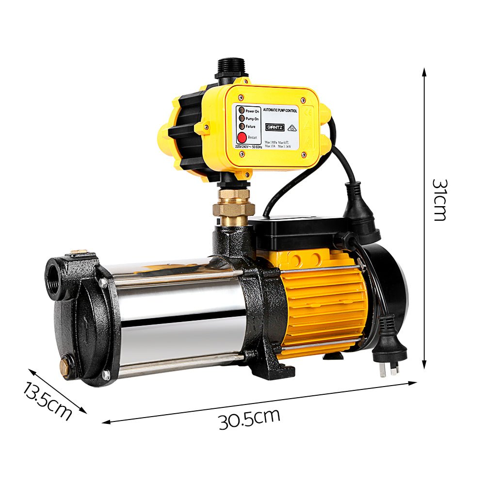 Giantz Garden Water Pump High Pressure 2000W 4-Stage Tank Irrigation Yellow - SportZone.co.nz