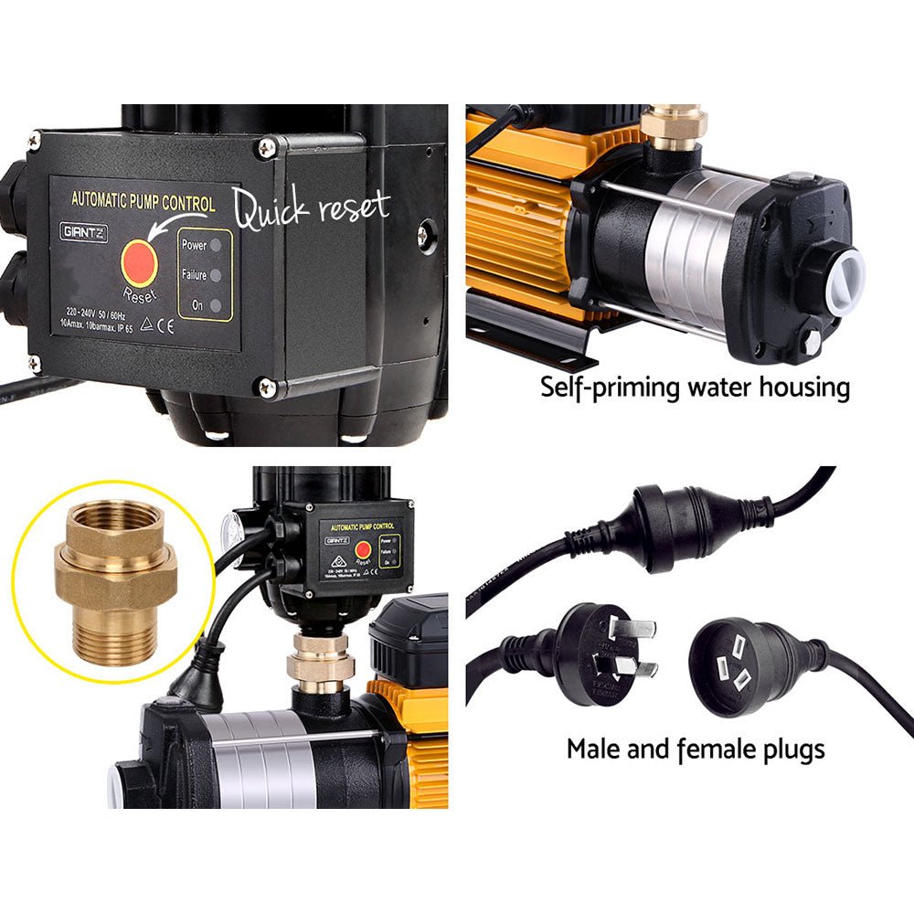 Giantz Garden Water Pump High Pressure 2000W 5-Stage Tank Irrigation Black - SportZone.co.nz