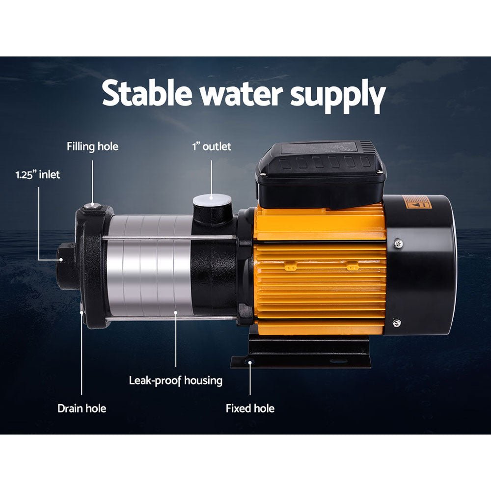 Giantz Garden Water Pump High Pressure 2500W 6-Stage Tank Irrigation Black - SportZone.co.nz