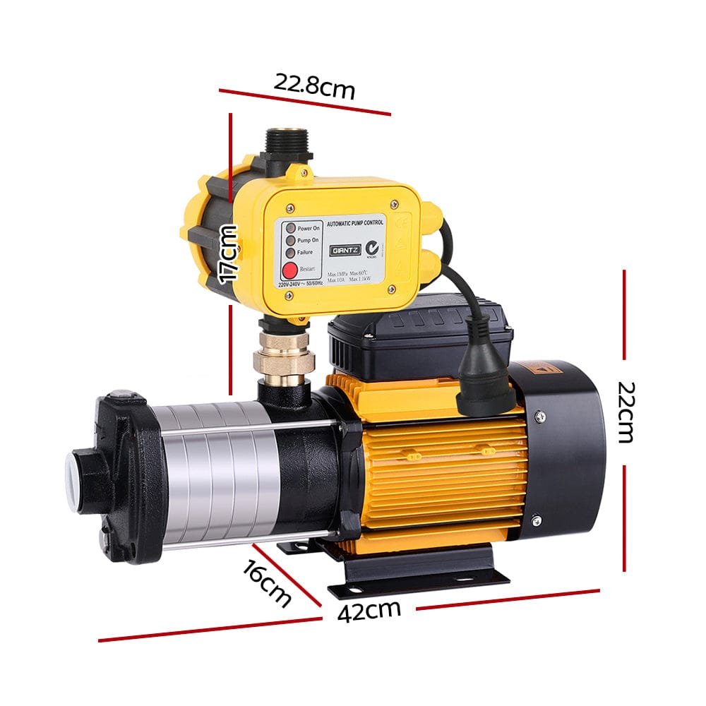 Giantz Garden Water Pump High Pressure 2500W 6 - Stage Tank Irrigation Yellow - SportZone.co.nz