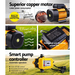 Giantz Garden Water Pump High Pressure 2500W 6-Stage Tank Irrigation Yellow - SportZone.co.nz