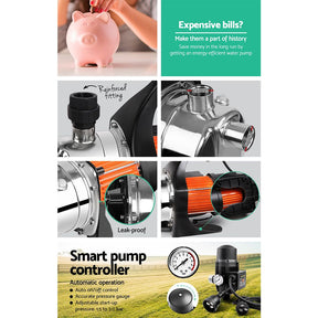 Giantz Garden Water Pump High Pressure 800W Tank Rain Farm Irrigation House Black - SportZone.co.nz