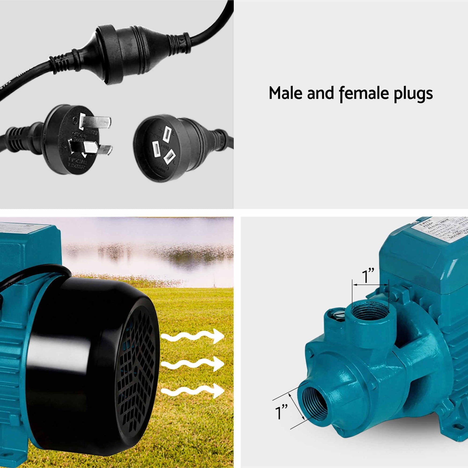 Giantz Peripheral Water Pump Auto Controller Cast Iron Garden Irrigation 1HP - SportZone.co.nz