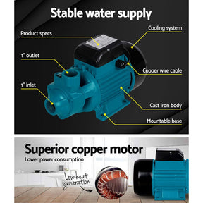 Giantz Peripheral Water Pump Garden Boiler Car Wash Auto Irrigation House QB80 - SportZone.co.nz