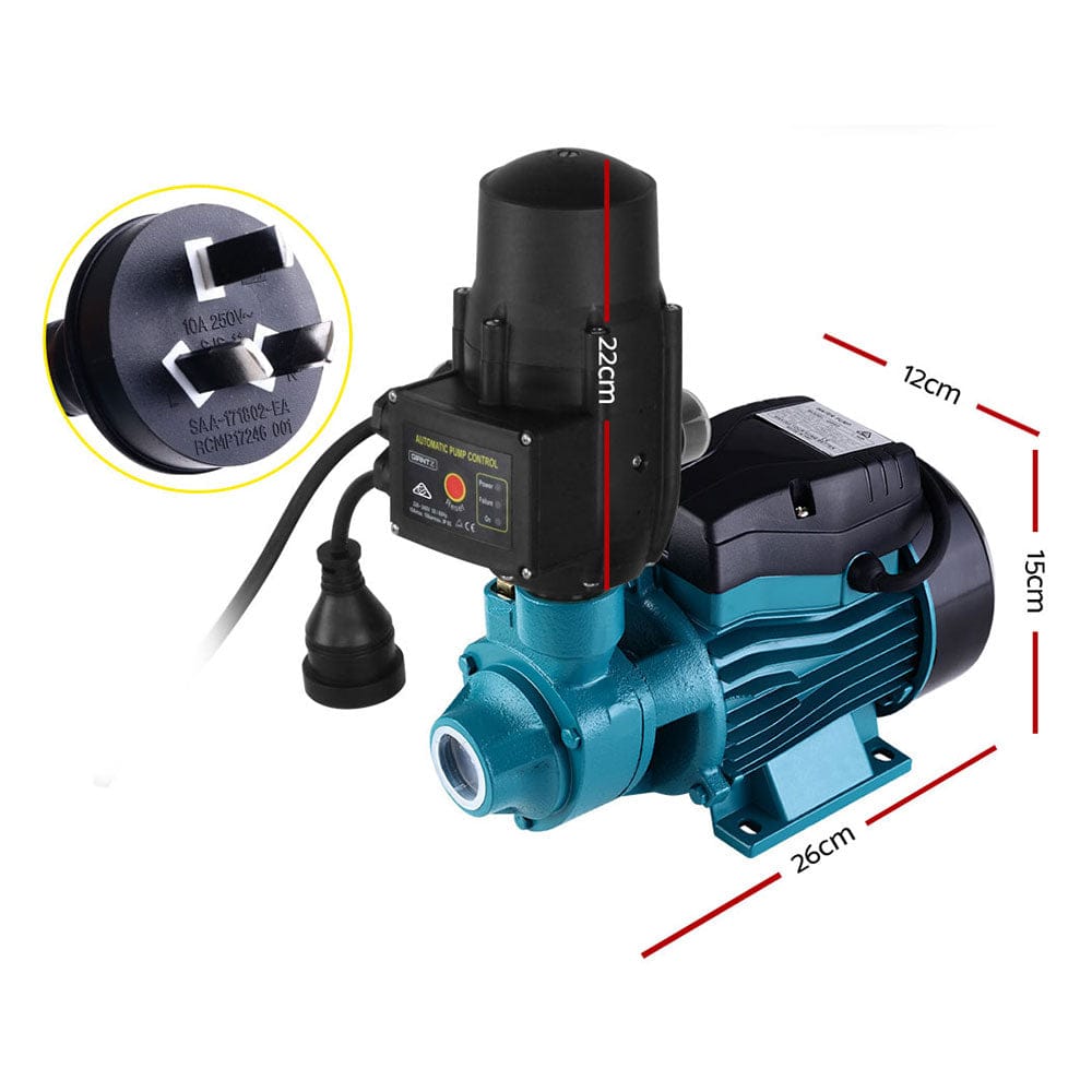 Giantz Peripheral Water Pump Garden Boiler Car Wash Auto Irrigation QB60 Black - SportZone.co.nz