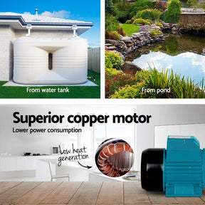 Giantz Peripheral Water Pump Garden Boiler Car Wash Auto Irrigation QB80 Black - SportZone.co.nz