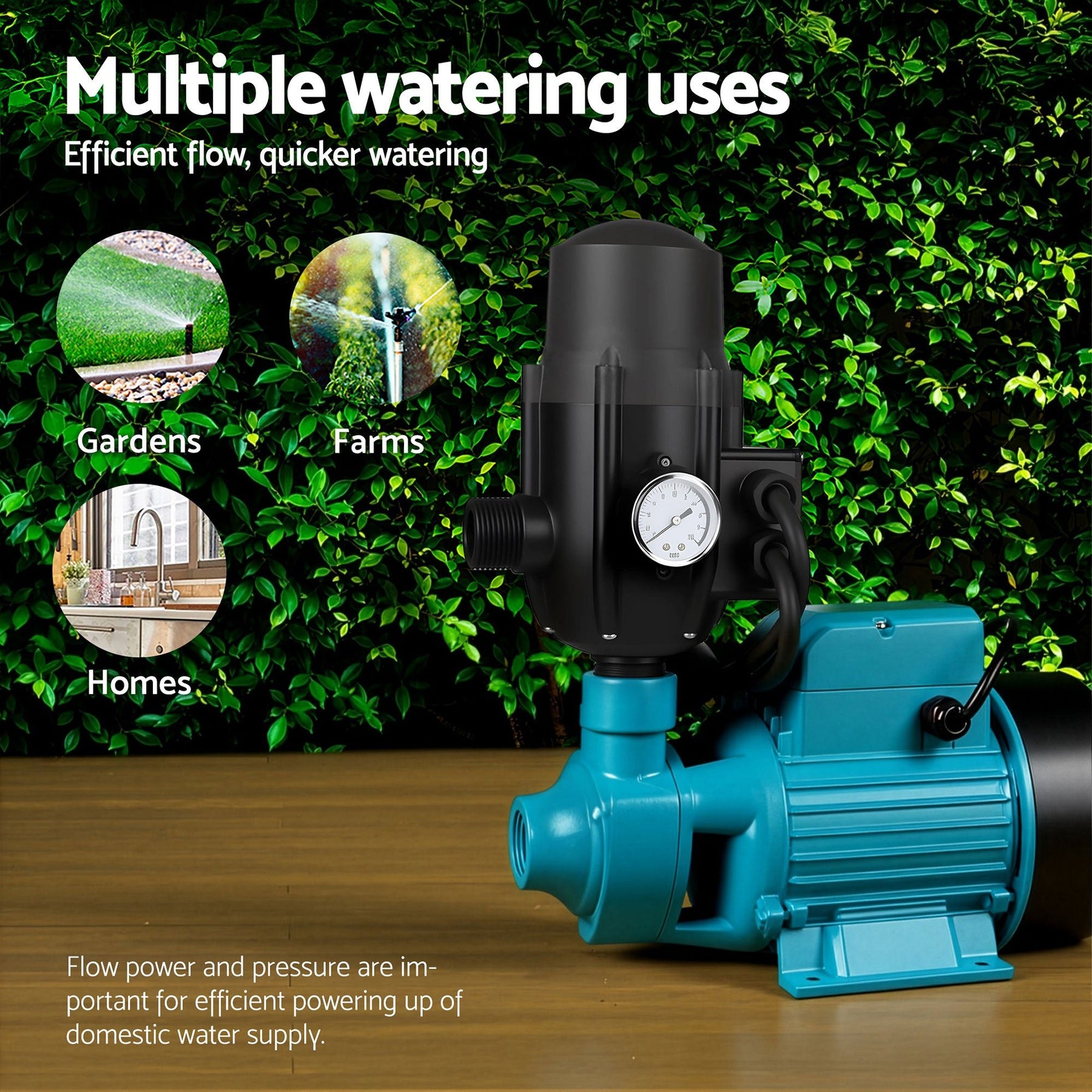 Giantz Peripheral Water Pump Garden Boiler Car Wash Auto Irrigation QB80 Black - SportZone.co.nz