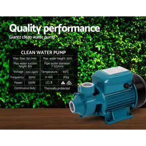 Giantz Peripheral Water Pump Garden Boiler Car Wash Electric Irrigation QB60 - SportZone.co.nz