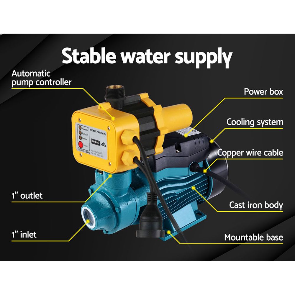 Giantz Peripheral Water Pump Garden Boiler Car Wash Electric Irrigation QB60 Yellow - SportZone.co.nz