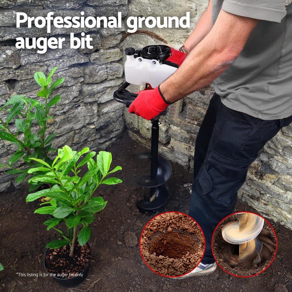 Giantz Post Hole Digger Auger Drill Bit 200mm with 80cm Extension Shaft Black - SportZone.co.nz