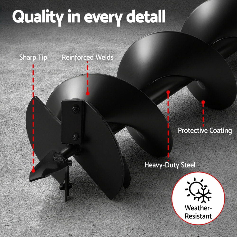 Giantz Post Hole Digger Auger Drill Bit 200mm with 80cm Extension Shaft Black - SportZone.co.nz