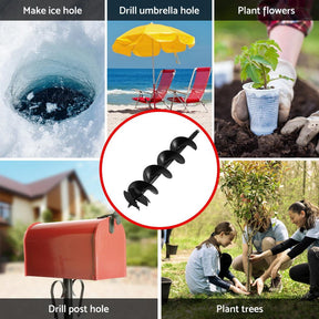 Giantz Post Hole Digger Auger Drill Bit 200mm with 80cm Extension Shaft Black - SportZone.co.nz