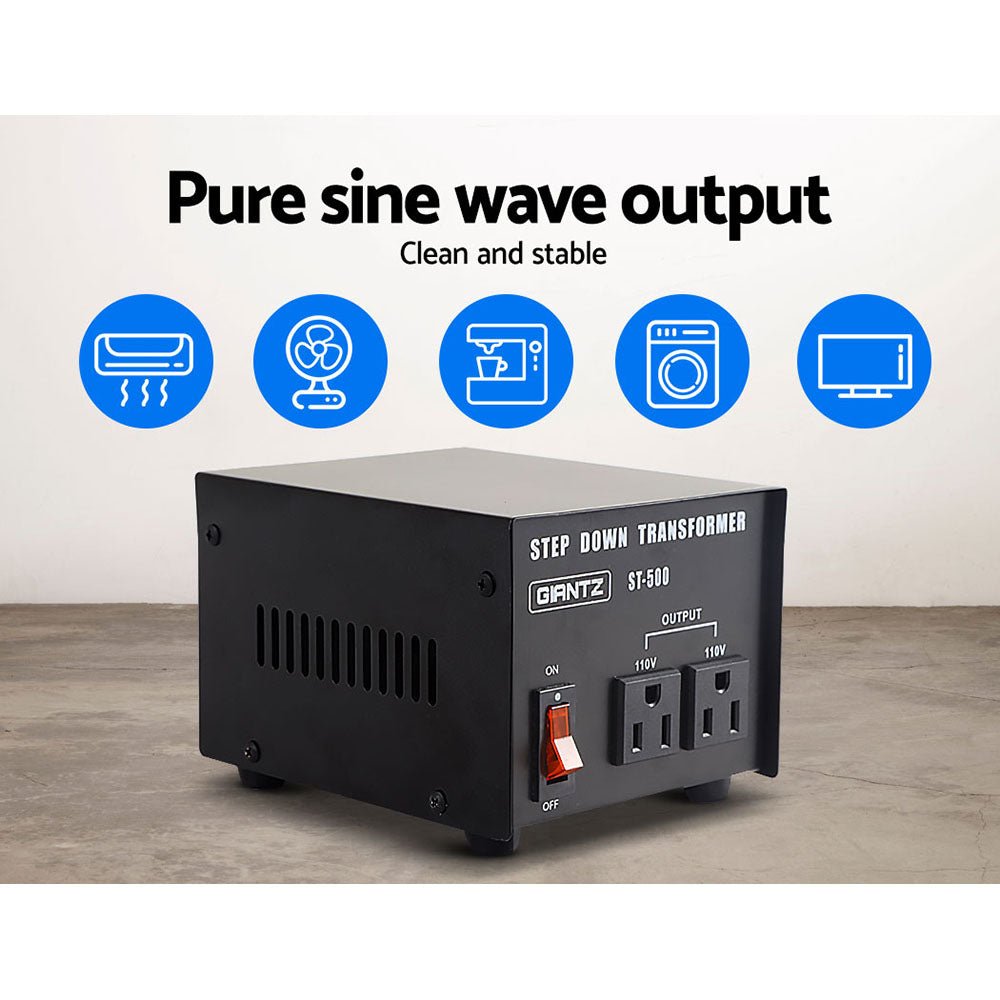 Giantz Step Down Transformer 500W 240V TO 110V Stepdown Voltage Converter AU - US - SportZone.co.nz