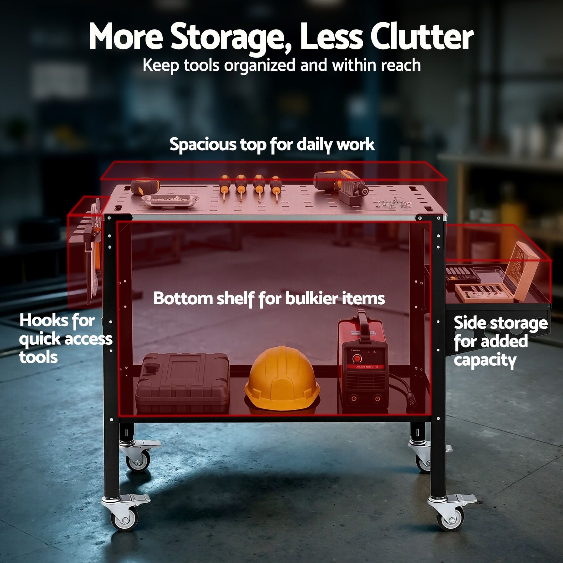 Giantz Welding Table Cart with Tool Storage 130KG Capacity Mobile Workstation - SportZone.co.nz