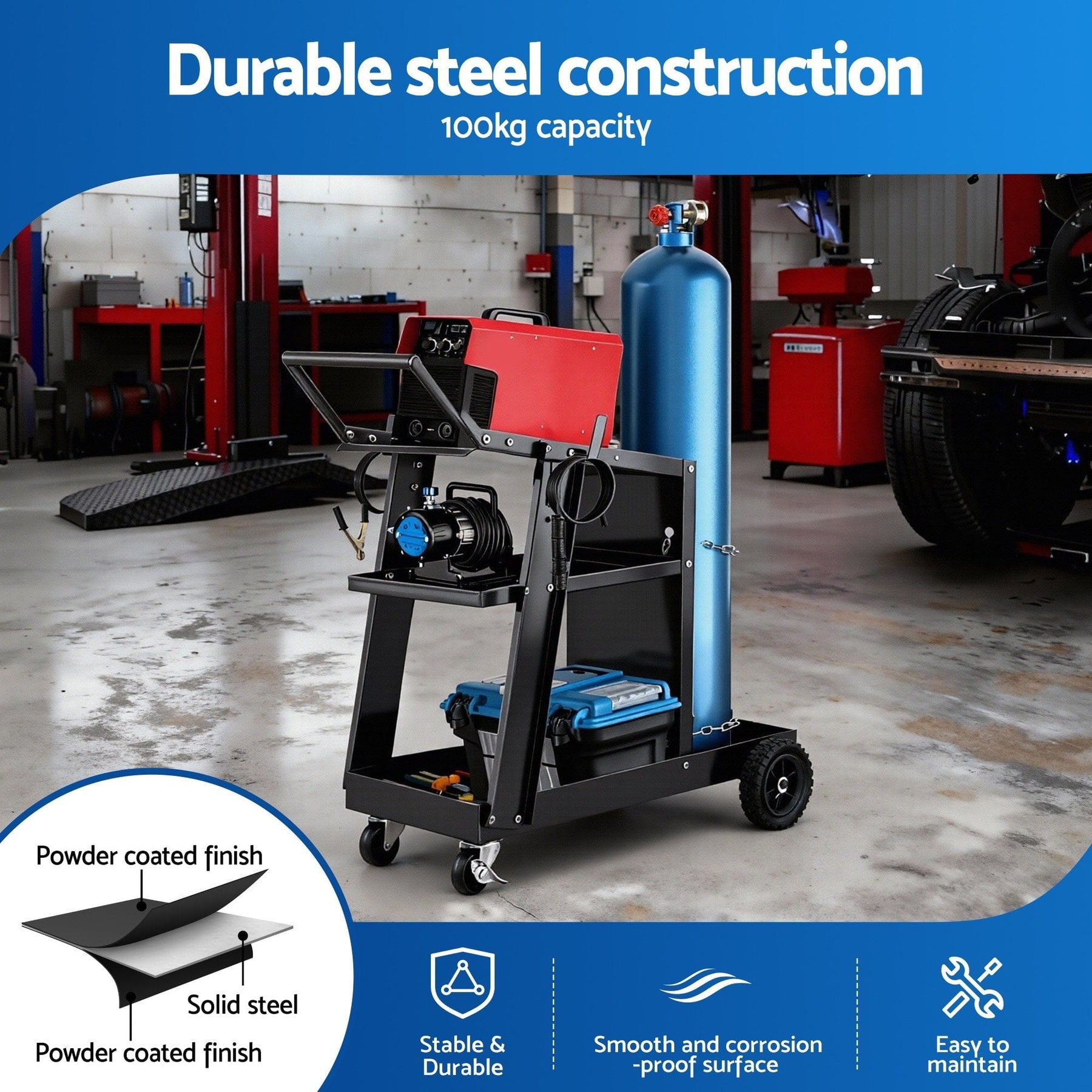 Giantz Welding Trolley Cart Welder MIG TIG ARC MMA Welder Plasma Cutter Storage - SportZone.co.nz