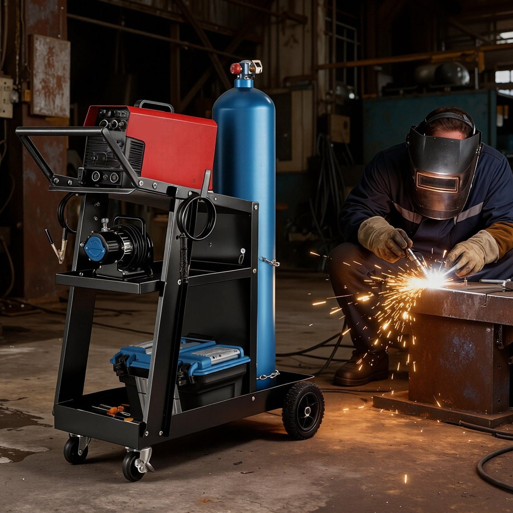 Giantz Welding Trolley Cart Welder MIG TIG ARC MMA Welder Plasma Cutter Storage - SportZone.co.nz